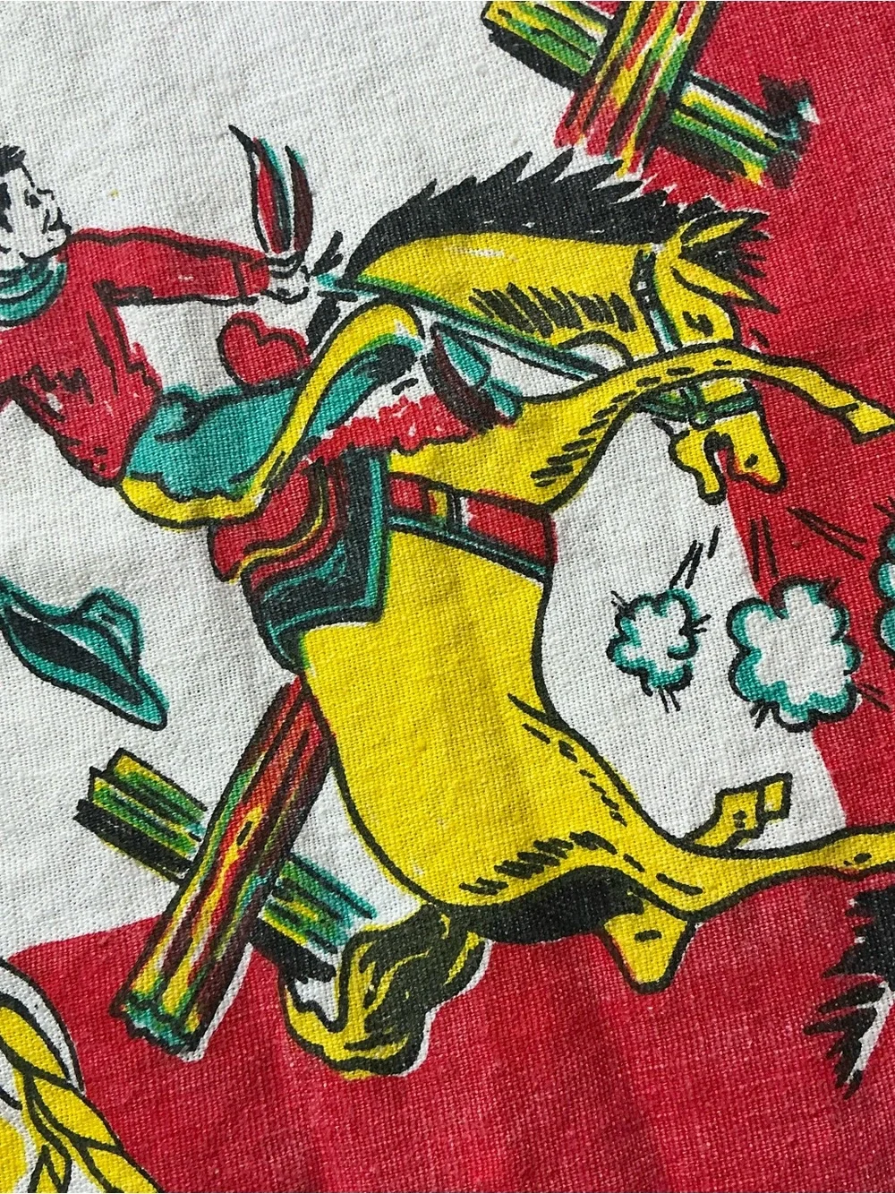 Vintage Montana land of shining mountains 1950s souvenir tablecloth 31x36